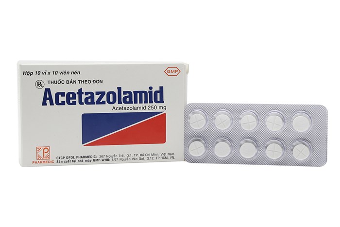  Acetazolamid dạng viên, hàm lượng 250mg, uống 1 viên/lần